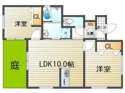 AISNCE松戸小山(2LDK/1階)の間取り写真