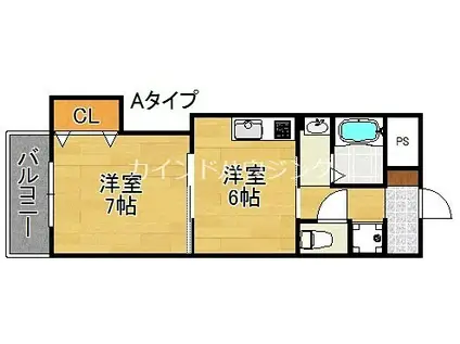 アール26(1DK/2階)の間取り写真