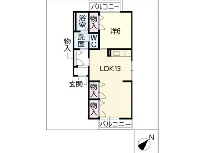 タウンホーム山之手(1LDK/2階)の間取り写真