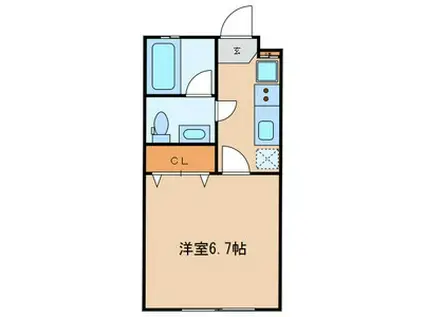 ビオトープ多摩川(1K/1階)の間取り写真