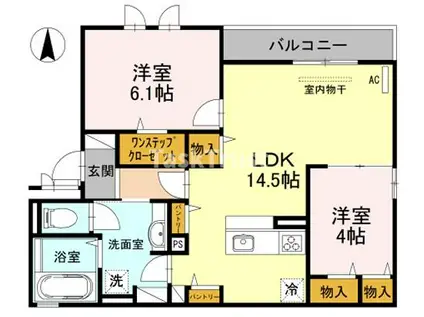モメントブリーシュフル(2LDK/3階)の間取り写真