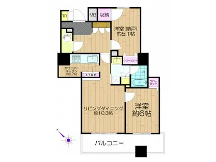 グランタワー小田急相模原(2LDK/13階)の間取り写真