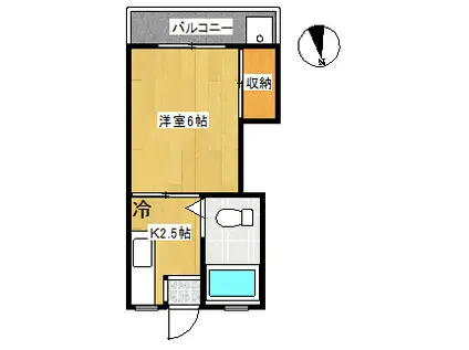 山水レジデンス(1K/2階)の間取り写真