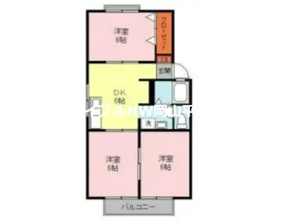 カーサ若葉A(3DK/2階)の間取り写真