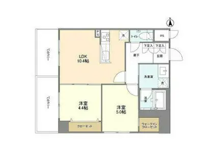 アヴェニール中崎(2LDK/11階)の間取り写真