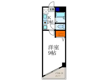 アール河原町(1K/1階)の間取り写真