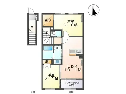 コンフォースS(2LDK/2階)の間取り写真