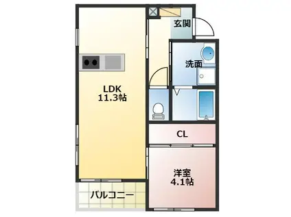 グリーンハイツM(1LDK/1階)の間取り写真