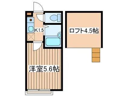 パークサイド鹿沼(1K/2階)の間取り写真