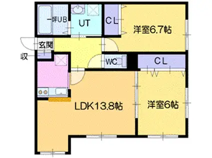 ウィンフラット(2LDK/1階)の間取り写真