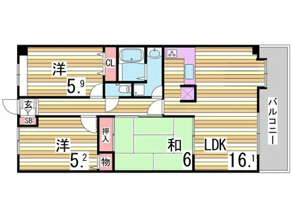 ルナガーデン(3LDK/4階)の間取り写真