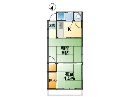 第2丘町ハウス(2K/2階)の間取り写真