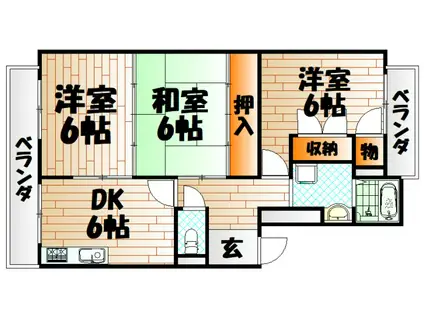 タニガシラハイツ(3DK/4階)の間取り写真