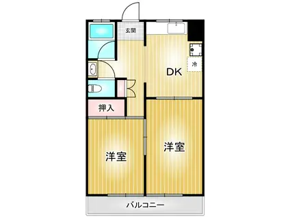 パールハイツくれない(2DK/5階)の間取り写真