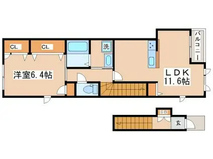グランマーレ(1LDK/2階)の間取り写真