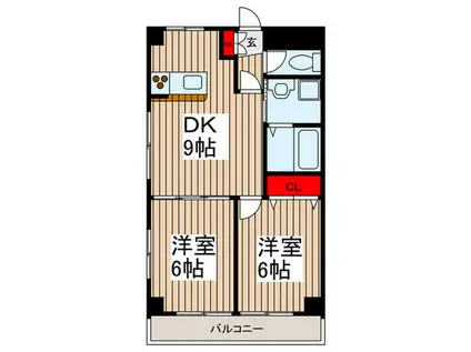 ピュアエルモア(2DK/2階)の間取り写真