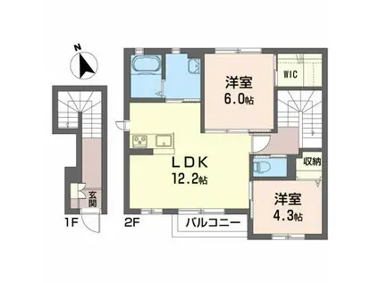 ルパルクC(2LDK/2階)の間取り写真