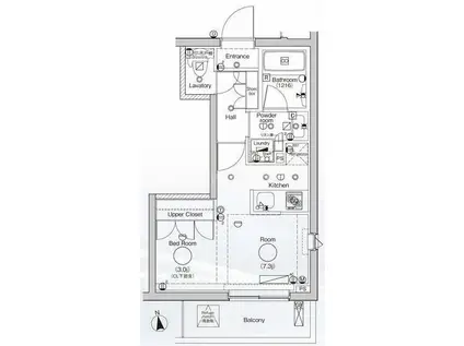 DIPS墨田RIVERSIDE(1DK/3階)の間取り写真
