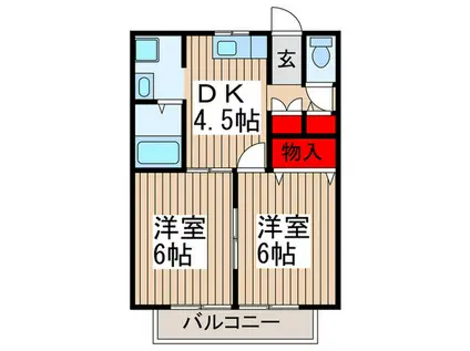 ハイツ清水J(2DK/2階)の間取り写真