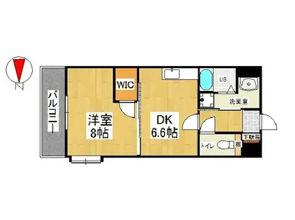 ウィングス片野II(1DK/13階)の間取り写真