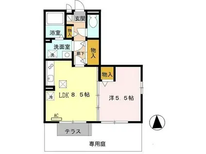 サンライズ岸里(1LDK/1階)の間取り写真