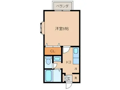 サバトシティRIFU(1K/2階)の間取り写真