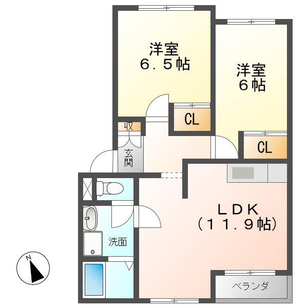 エトワール・アン(2LDK/1階)の間取り写真