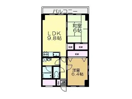 ラフィネ佐倉(2LDK/5階)の間取り写真