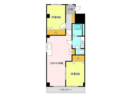 あさひレジデンス参番館(2LDK/5階)の間取り写真