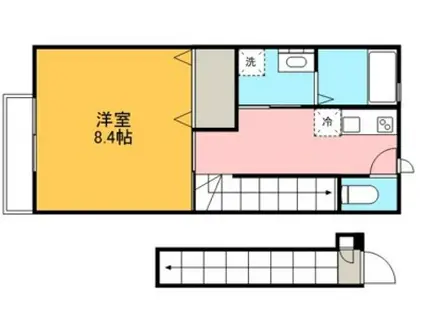 KALMIA II(1K/2階)の間取り写真