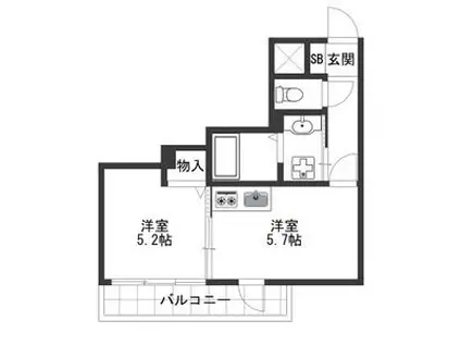 パルテールゴキソ(1DK/3階)の間取り写真