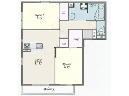 パストラルII(2LDK/2階)の間取り写真