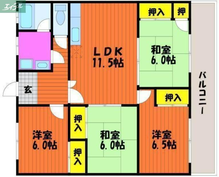 大野マンション(4LDK/1階)の間取り写真