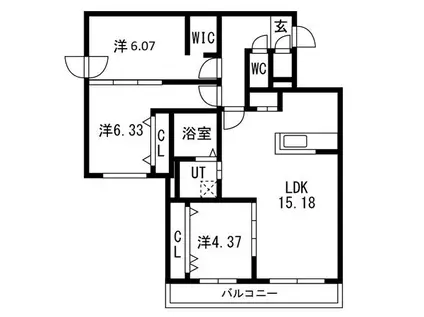 GA-福住1-1MS A棟(3LDK/4階)の間取り写真