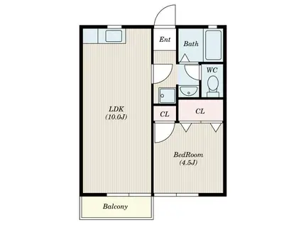 シャトー白菊(1LDK/1階)の間取り写真