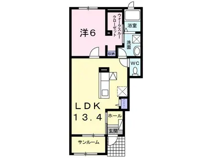 J&EサウスクレメントII(1LDK/1階)の間取り写真