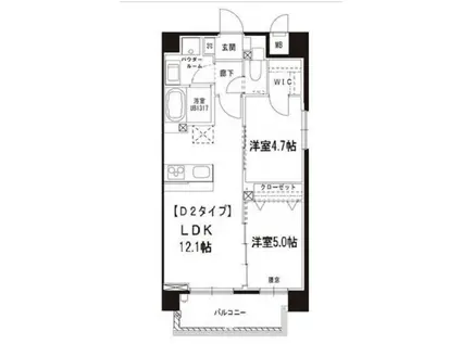 カサス・ガーデン(2LDK/2階)の間取り写真