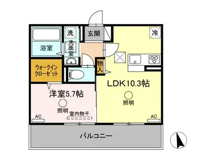 FOREST GARDEN河尻(1LDK/1階)の間取り写真