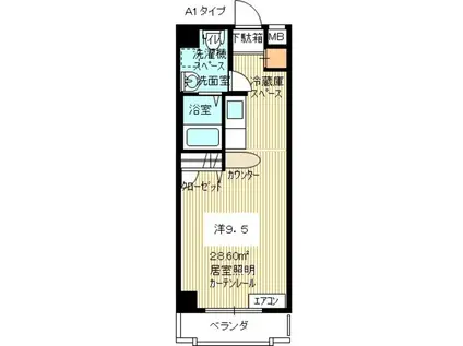 サウスコート新下関(1K/6階)の間取り写真