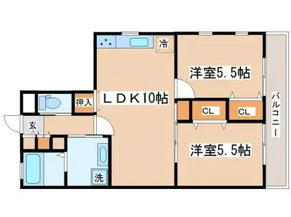 RISOTMIRAIEジェームス山イースト(2LDK/1階)の間取り写真