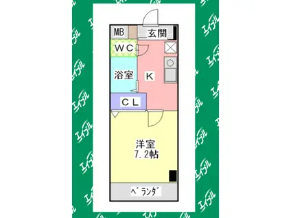 ソレイユ東海通(1K/3階)の間取り写真