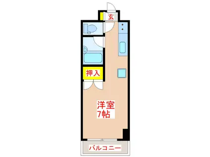 パルセスユニ(ワンルーム/2階)の間取り写真