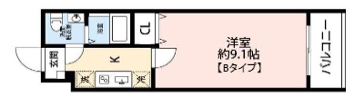 ヒルズ八尾本町(1K/6階)の間取り写真