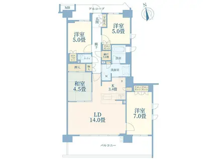 青葉台コートテラス(4LDK/8階)の間取り写真
