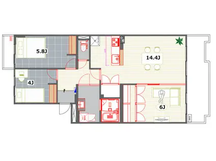 ルワージュ久岐の浜(3LDK/4階)の間取り写真