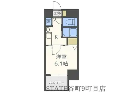 プレサンス難波幸町(1K/9階)の間取り写真