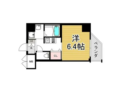 クレビオス難波イースト(1K/6階)の間取り写真