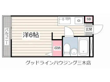 ハイユニメント松ヶ丘A(1K/2階)の間取り写真