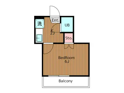 メゾン世田谷(1K/2階)の間取り写真