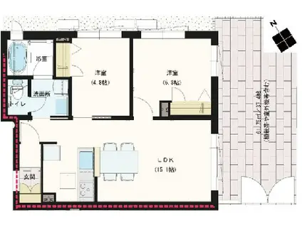 EUPHORIA中落合(2LDK/1階)の間取り写真